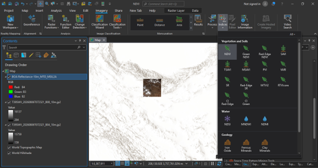 ساخت تصویر ndvi در ArcGIS Pro